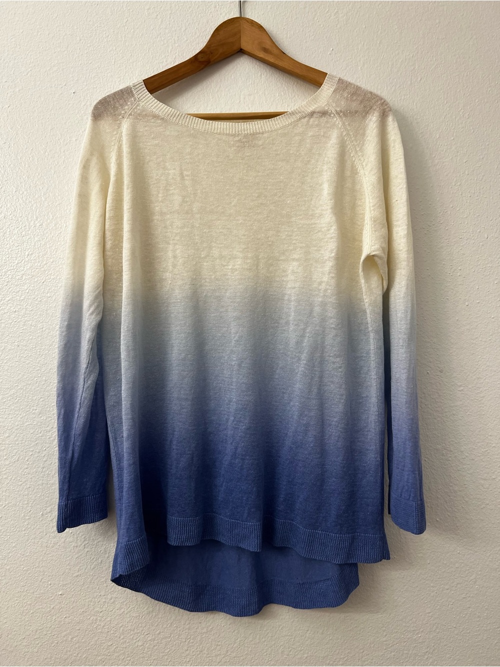 Sundance Ombre Crewneck Linen Sweater in Cream and Blue